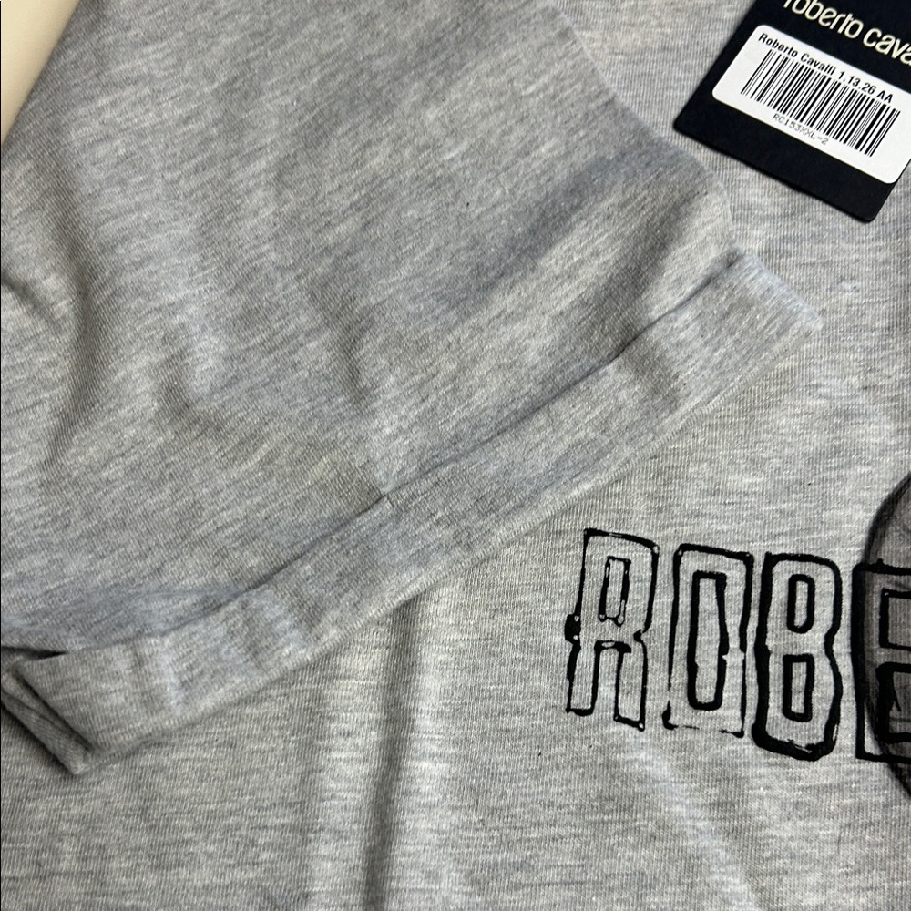 Roberto Cavalli Gray Short Sleeve Tee with Snake Graphic - Picture 7 of 7